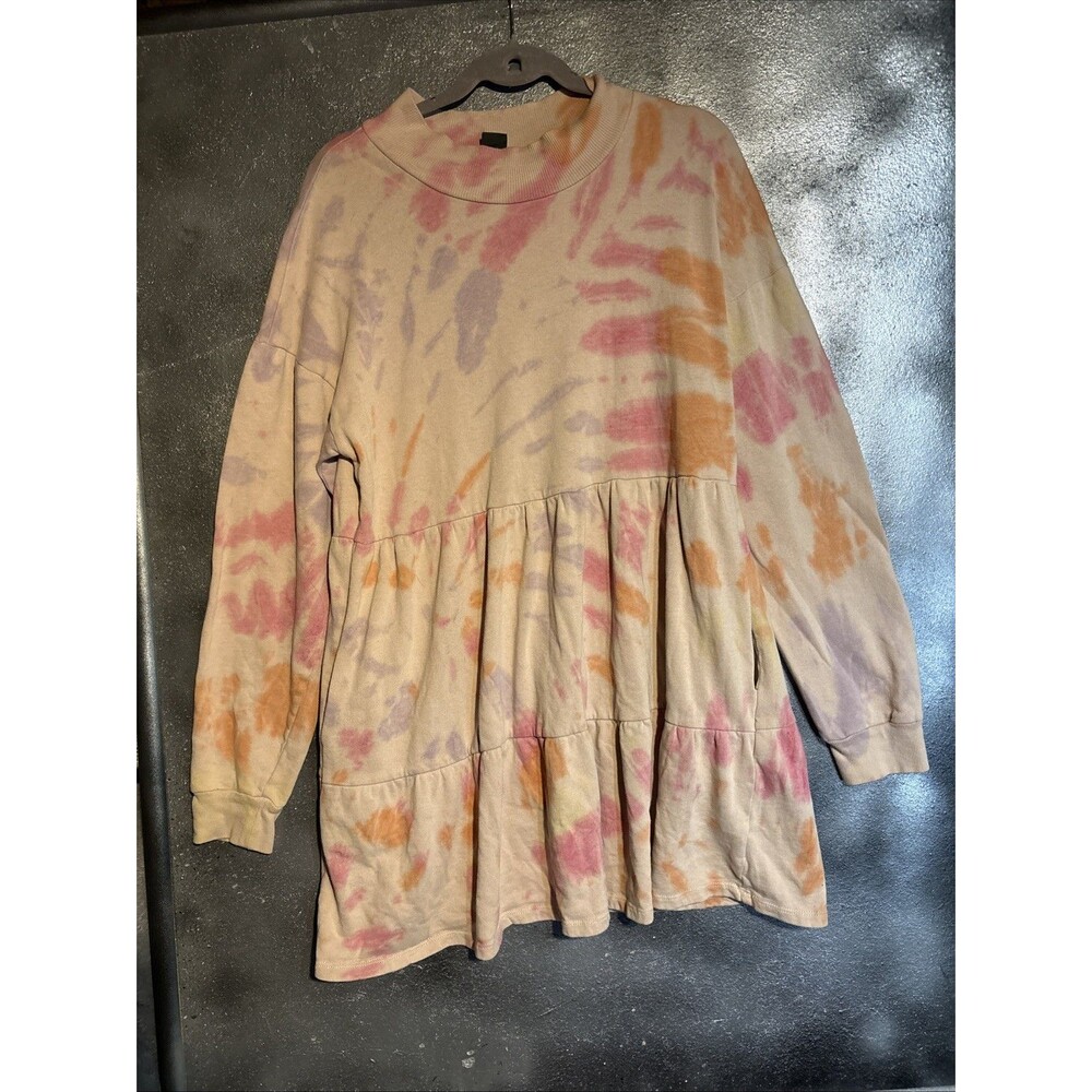 Wild Fable Womens Size Medium Long Sleeve Tie Dye Sweatshirt Dress Fall Comfy